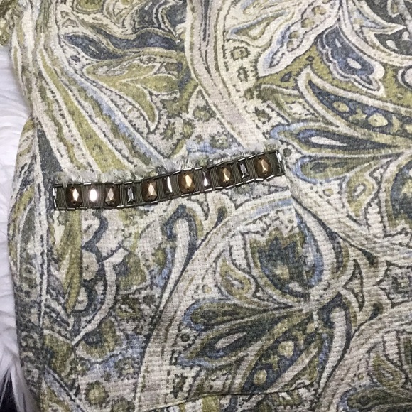 Chico’s Embellished Heritage Tweed Jacket, Ecru/Olive, 2 - Picture 7 of 11